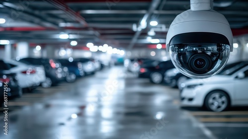 Wallpaper Mural An advanced security camera is actively monitoring a parking garage, emphasizing its role in ensuring safety and enhancing surveillance in a secure environment. Torontodigital.ca