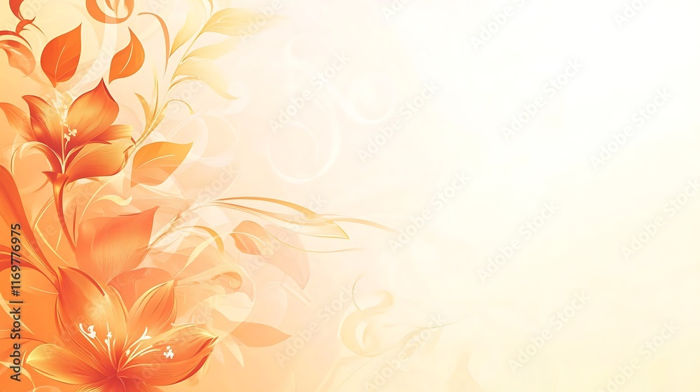 Orange Floral Design Abstract Background with Soft Hues Orange Floral Design Abstract Background with Soft Hues
