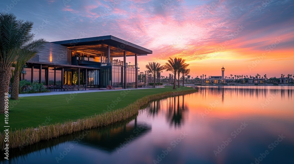 Beautiful view of Thefirst Pl Innovated Modern Beauty Beautiful View Blue Sky with reflection in water at sunset, Island from the lake featuring covered Backbar and Aesthetic designed lawn area below Beautiful view of Thefirst Pl Innovated Modern Beauty Beautiful View Blue Sky with reflection in water at sunset, Island from the lake featuring covered Backbar and Aesthetic designed lawn area below