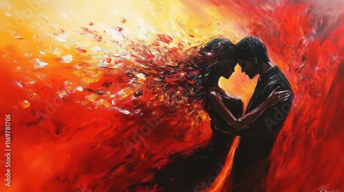 Artistic expression of passion and love through a canvas painting, evoking emotions of desire and artistic creativity.