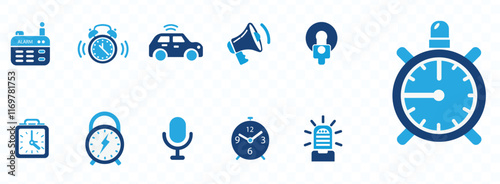 alarm, schedule, hourglass, clock icons. Solid icon collection
