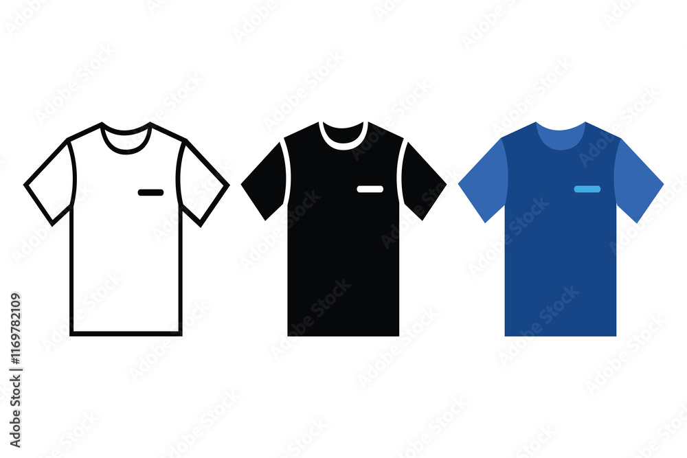 Collection of T-Shirt Icons Clothing symbols for mobile and web design vector illustration, white background. Collection of T-Shirt Icons Clothing symbols for mobile and web design vector illustration, white background.