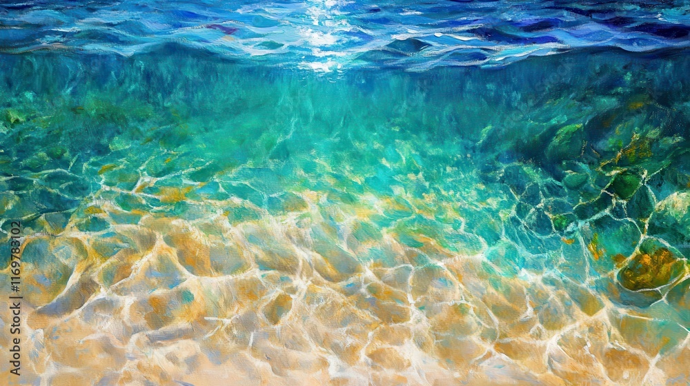 Bright Shimmering Water in Artistic Beach Scene Bright Shimmering Water in Artistic Beach Scene