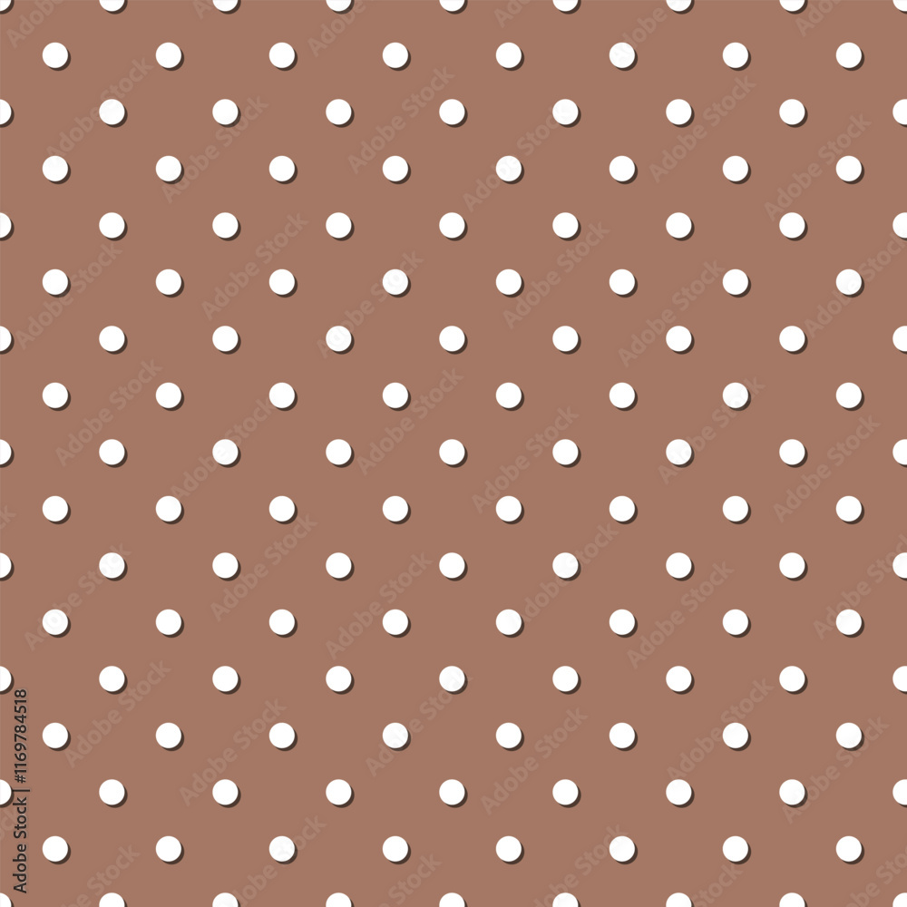 Seamless mocha brown and white polka dot pattern vector