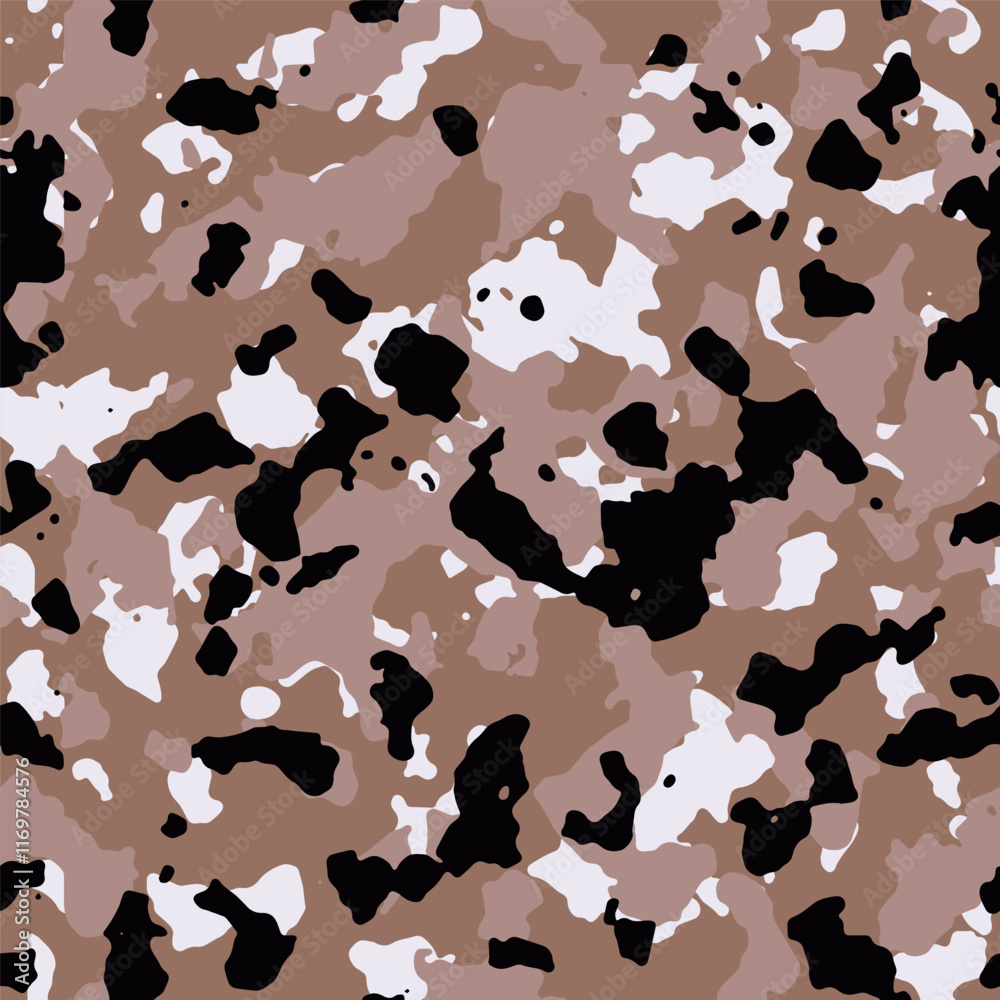 Fototapeta premium Seamless mocha brown and white fashion military camouflage pattern vector