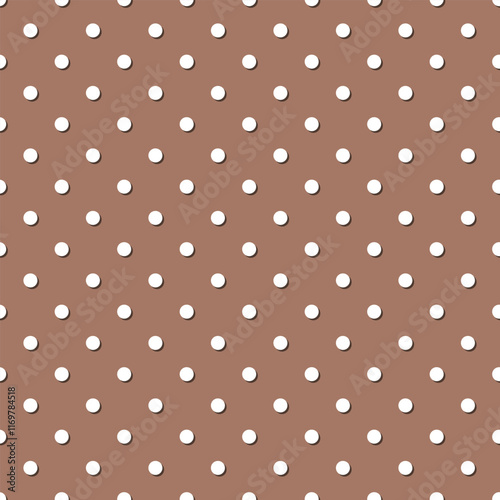 Seamless mocha brown and white polka dot pattern vector