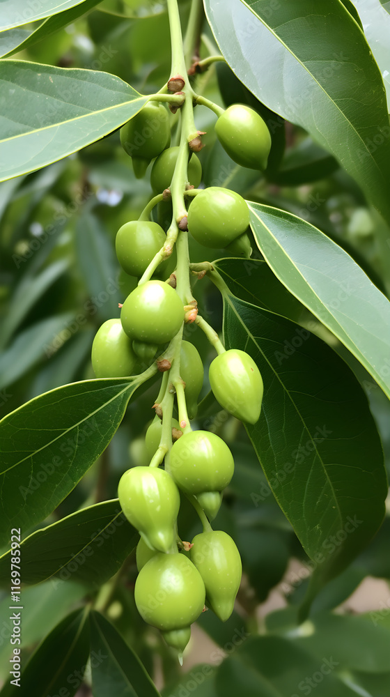 Vivid and Detailed View of Gnetum Plant, its Leaves and Stem, Signifying Gnetum in Non-Fruit Bearing Season