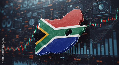 South Africa Map Financial Data Economy Growth Trade Investment Charts Graphs Stock Market Business