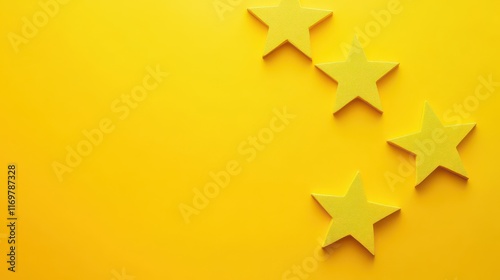 Customer 5-star satisfaction review, showcasing excellent feedback and high-quality control with a vibrant yellow background. photo