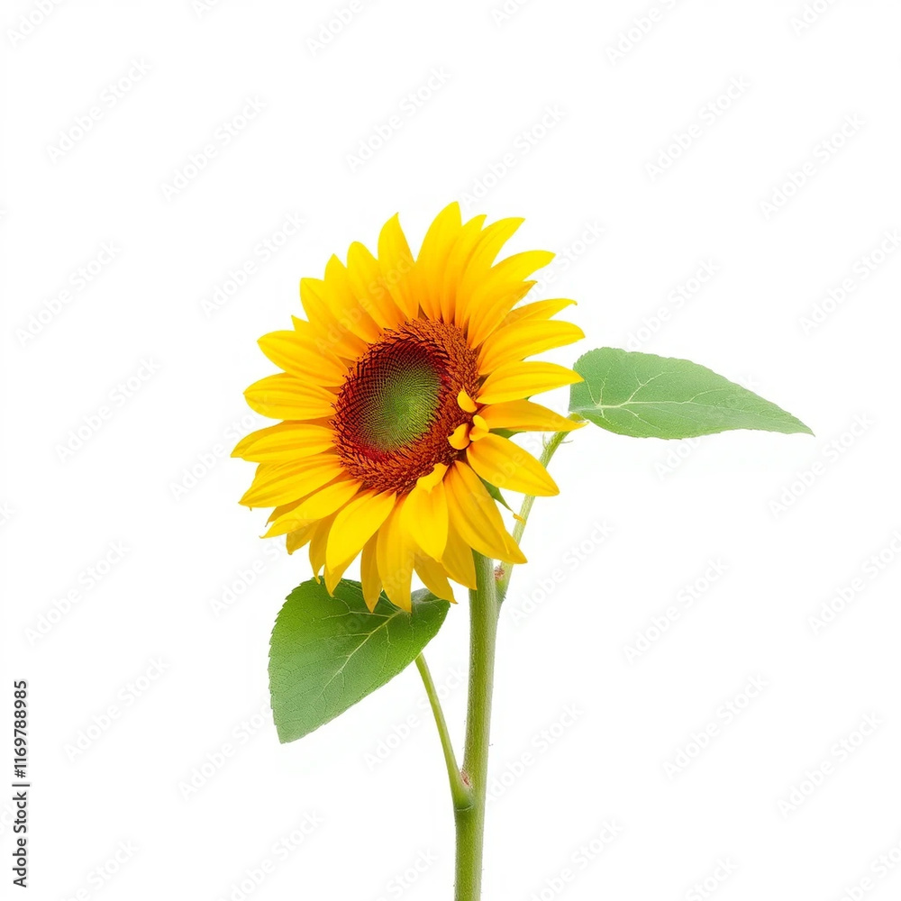 Fototapeta premium Beautiful sunflower, with isolated on white background 