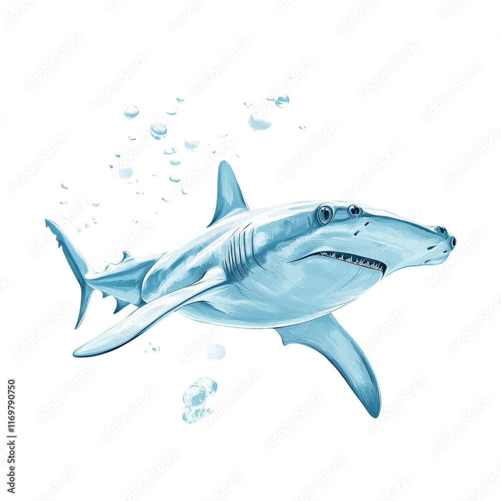 Fototapeta premium Shark Illustration on Transparent Background