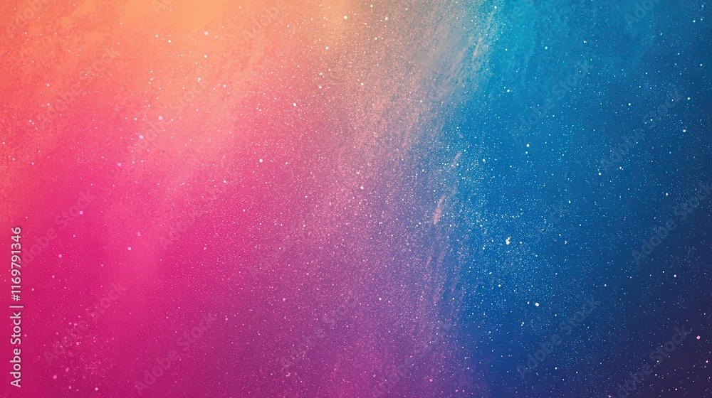 Fototapeta premium Grainy gradient background featuring a blend of purple, orange, and pink, creating a vibrant abstract design.