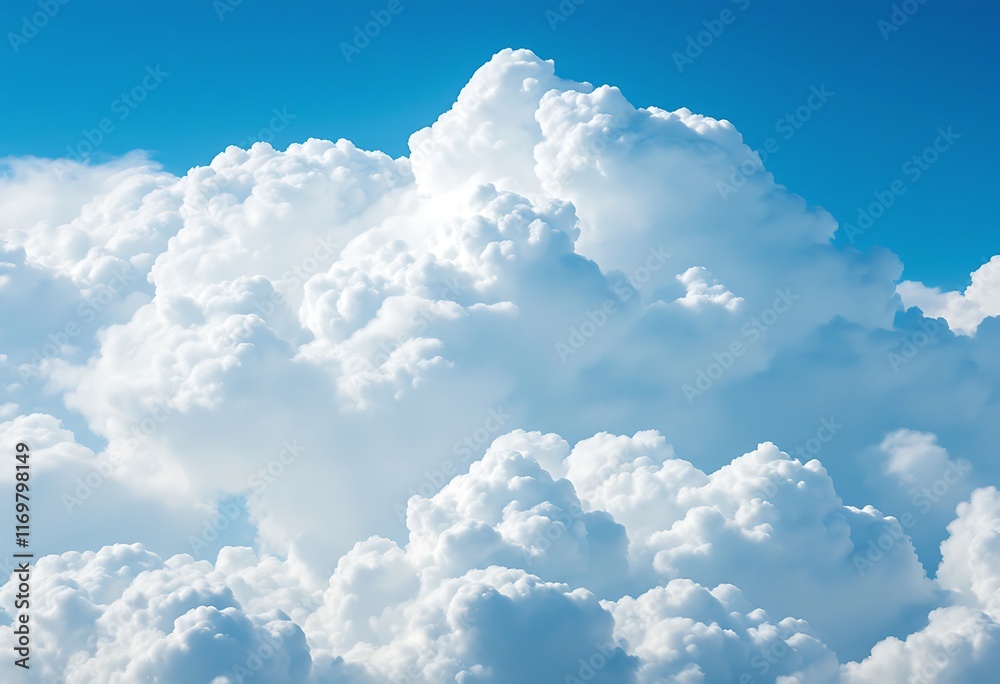 Naklejka premium Aerial View of Fluffy White Clouds in the Sky