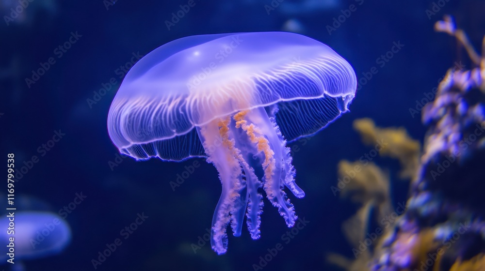 Obraz premium Underwater Jellyfish with Vibrant Colors and Glow
