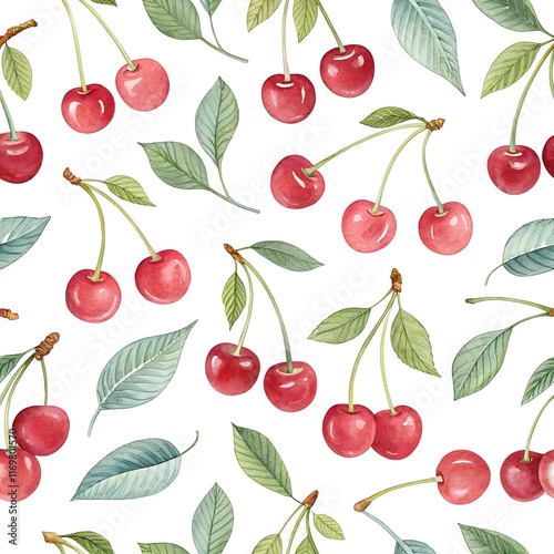 seamless background with cherries