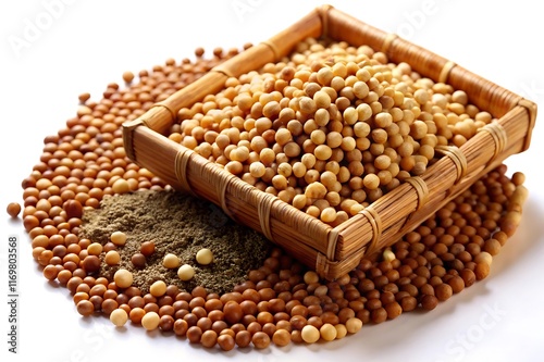 Soybeans isolated on white background photo