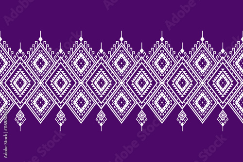 Geometric ethnic oriental seamless pattern traditional Design for background,carpet,wallpaper.clothing,wrapping,Batik fabric,Vector illustration.embroidery style - Sadu, sadou, sadow or sado