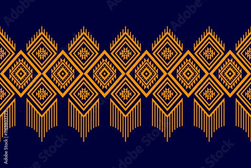 Geometric ethnic oriental seamless pattern traditional Design for background,carpet,wallpaper.clothing,wrapping,Batik fabric,Vector illustration.embroidery style - Sadu, sadou, sadow or sado