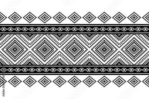 Geometric ethnic oriental seamless pattern traditional Design for background,carpet,wallpaper.clothing,wrapping,Batik fabric,Vector illustration.embroidery style - Sadu, sadou, sadow or sado