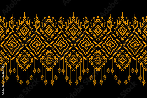 Geometric ethnic oriental seamless pattern traditional Design for background,carpet,wallpaper.clothing,wrapping,Batik fabric,Vector illustration.embroidery style - Sadu, sadou, sadow or sado