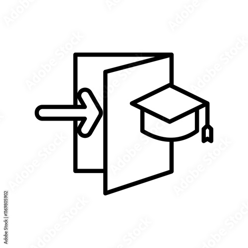 
admission process icon,
Graphic of arrow entering open brochure with graduation cap design. Great for educational and graduationrelated marketing materials or presentations.
