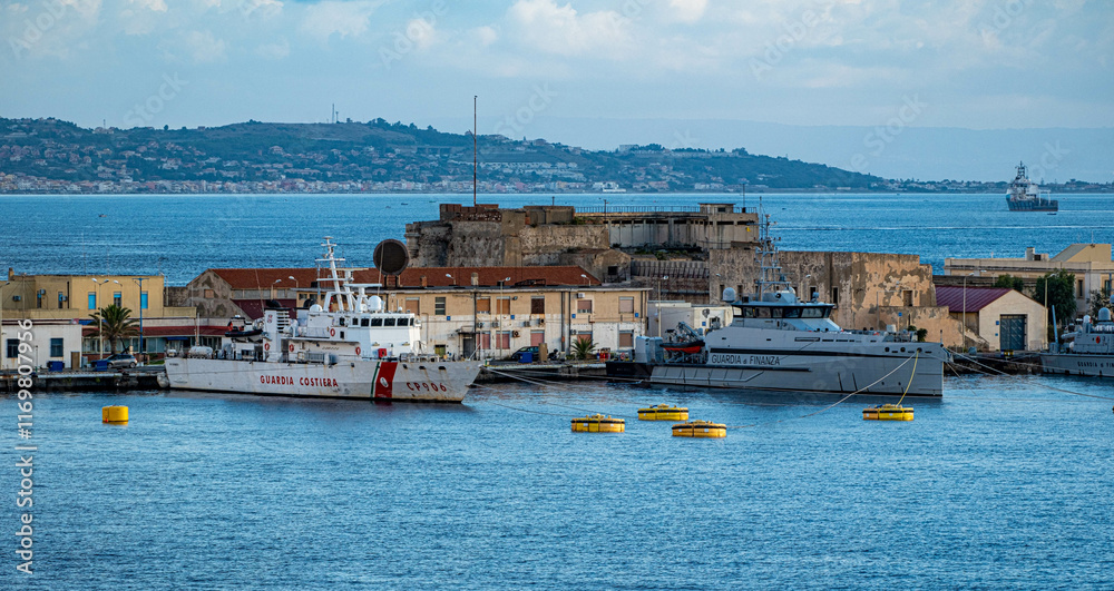Fototapeta premium Guardia Costiera in Messina Italy