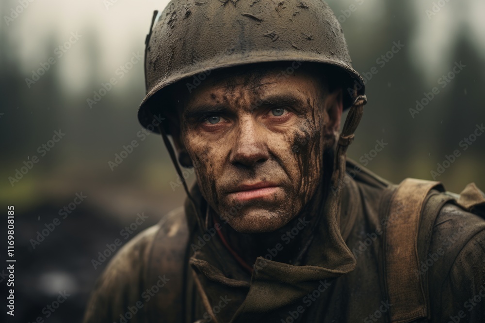 Portrait of a man in the Soviet WW2 military uniform. Portrait of a man in the Soviet WW2 military uniform.