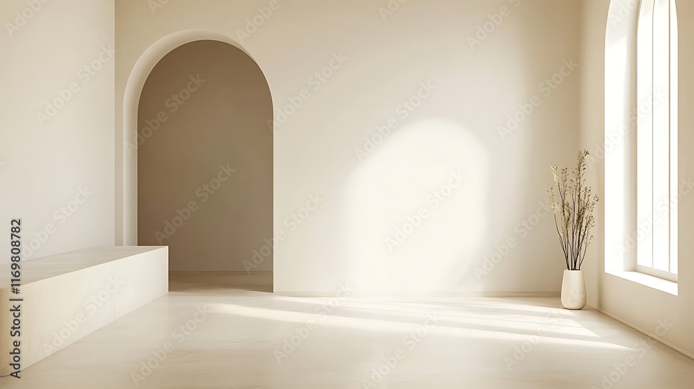 Minimalist Interior Design Featuring Archway and Bench Minimalist Interior Design Featuring Archway and Bench