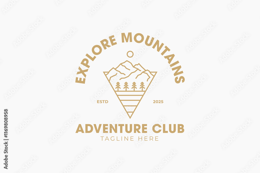 Obraz premium Adventure Logo Nature, Travel, and Outdoor Exploration. Emblem Wilderness Journey Hiking, Camping, and Nature Discovery.