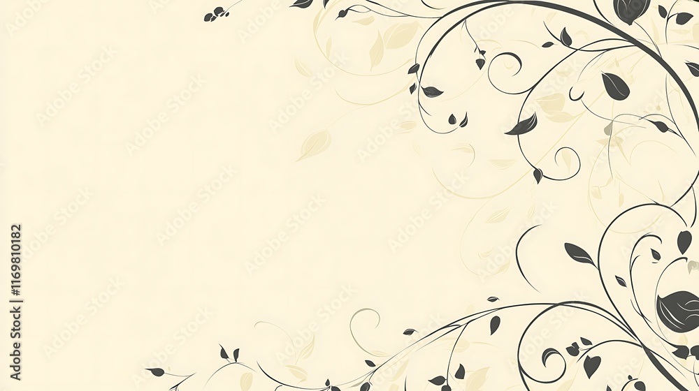 Elegant Floral Design Background with Beige and Black Motifs Elegant Floral Design Background with Beige and Black Motifs