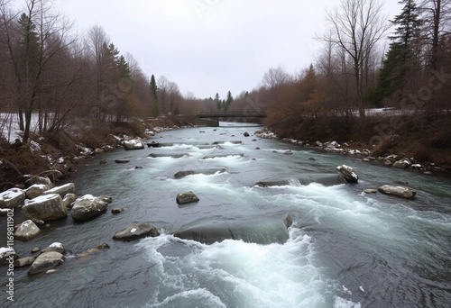 a river with a river running through it and a river with rocks in it