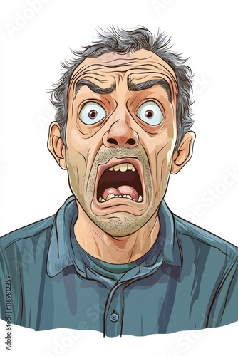 A man expressing surprise or shock with an exaggerated facial expression. photo