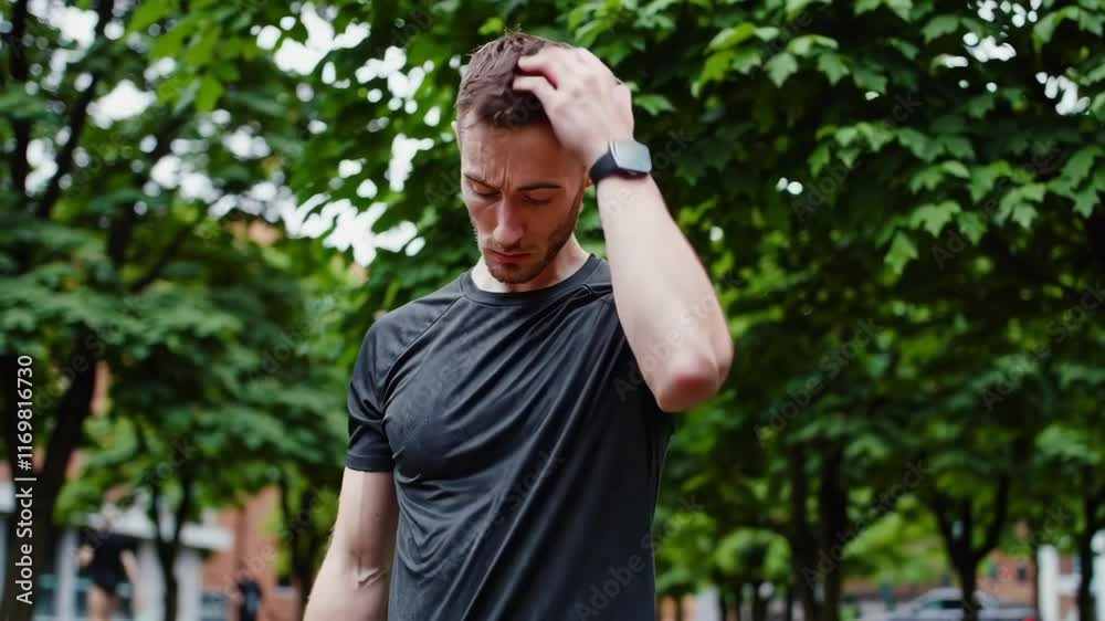 Man Running in Nature Scene with Stress Relief Techniques Footage Man Running in Nature Scene with Stress Relief Techniques Footage