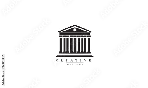 Courthouse icon vector, filled flat sign black logo white background