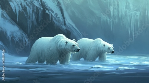 Polar Bears Navigate Icy Waters in a Warming Arctic photo