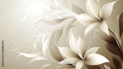 Elegant Abstract Beige Flowers Artistic Design