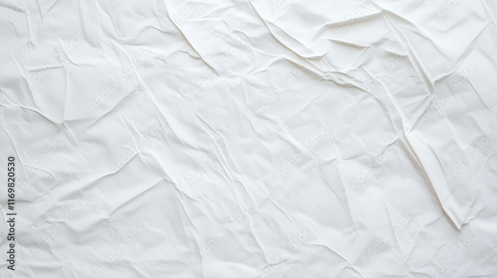 Obraz premium Crumpled white paper background, high-resolution texture for clean minimalist designs, ideal for creative visuals