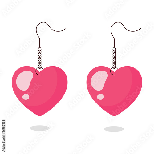 Pair of heart-shaped earrings. Valentine's Day. Flat style vector illustration