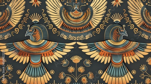 Egyptian pattern for wallpaper background. Egypt style. photo