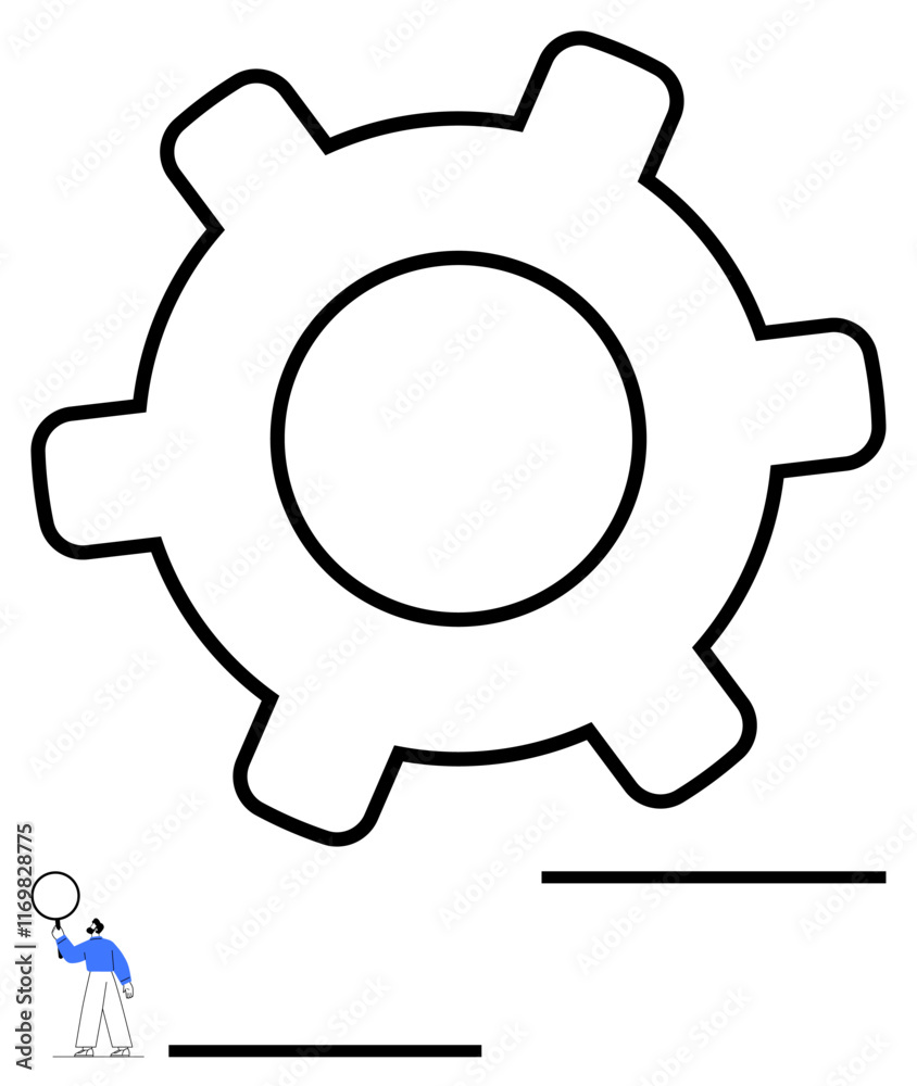Oversized gear and tiny figure holding a balloon, highlighting collaboration, creativity, and problem-solving. Ideal for teamwork, concepts, innovation, scalability, mechanics leadership Oversized gear and tiny figure holding a balloon, highlighting collaboration, creativity, and problem-solving. Ideal for teamwork, concepts, innovation, scalability, mechanics leadership