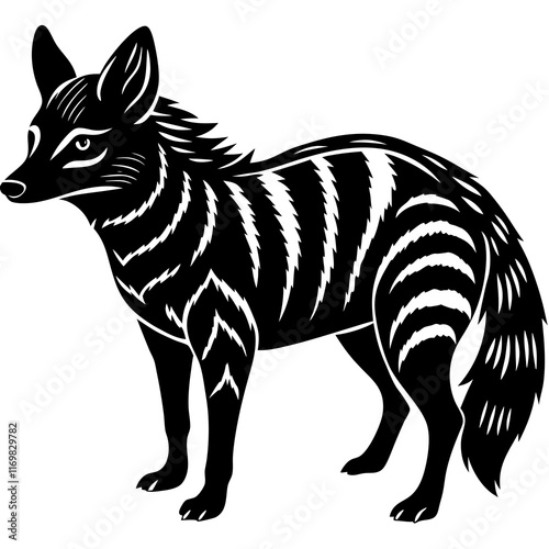 Minimal Aardwolf Silhouette on White photo