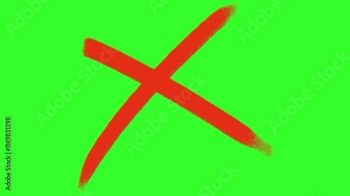 red cross mark, Prohibition. Error. Green screen footage
