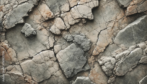 Natural stone textures with detailed cracks and rugged surfaces in earthy gray and beige tones, ideal for eco-inspired and authentic design backgrounds