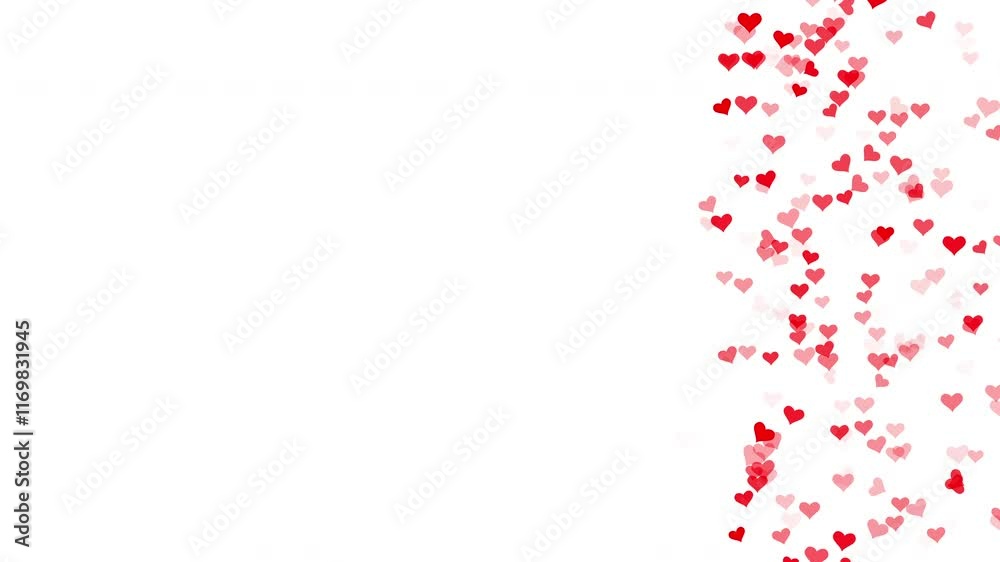 Abstract gradient background with bokeh glitter and red hearts shape flowing, valentine day love Abstract gradient background with bokeh glitter and red hearts shape flowing, valentine day love