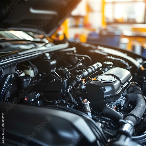 Wallpaper Mural Detailed closeup of a clean and wellmaintained car engine in a brightly lit modern garage emphasizing mechanical integrity and longevity Softfocus background with Torontodigital.ca