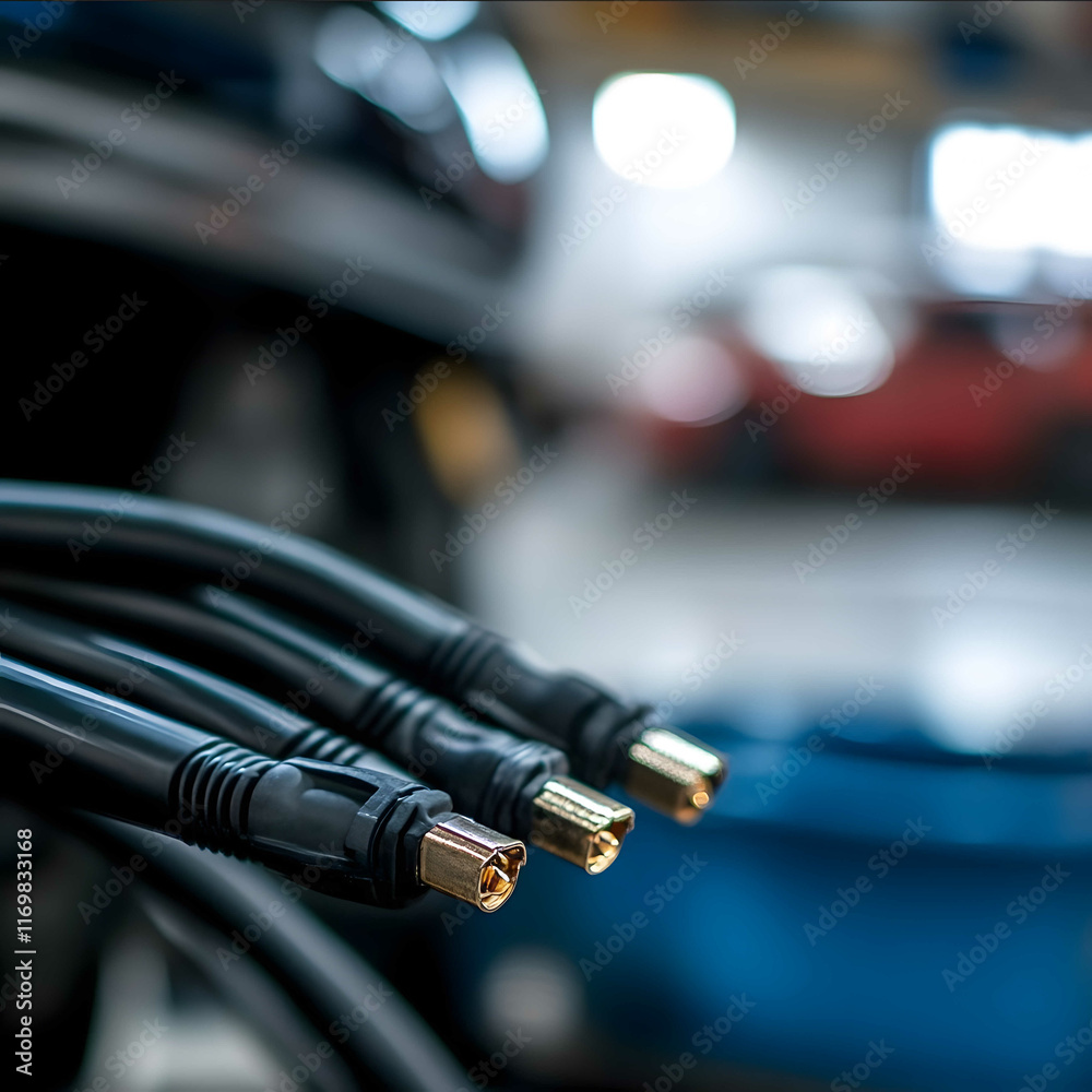 close up car cables photography in car garage close up car cables photography in car garage
