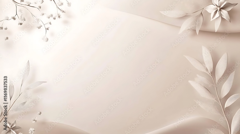 Obraz premium Elegant Beige Floral Background With Abstract Plant Design