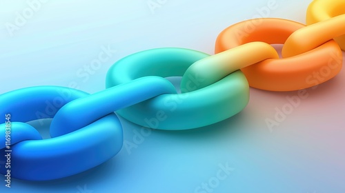 Colorful Linked Chain on Gradient Background