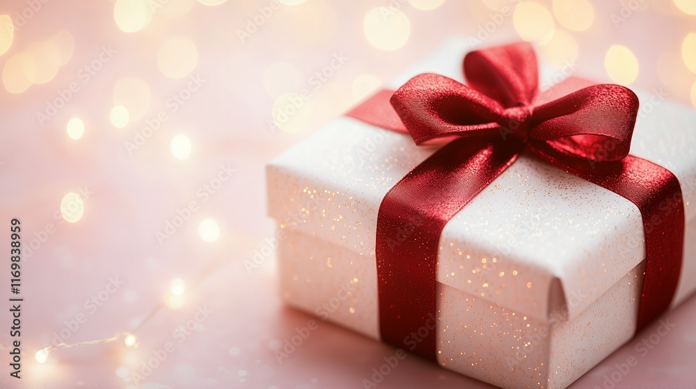 Fototapeta premium Festive gift box with sparkling lights, holiday design for joyful celebrations, perfect for vibrant themes