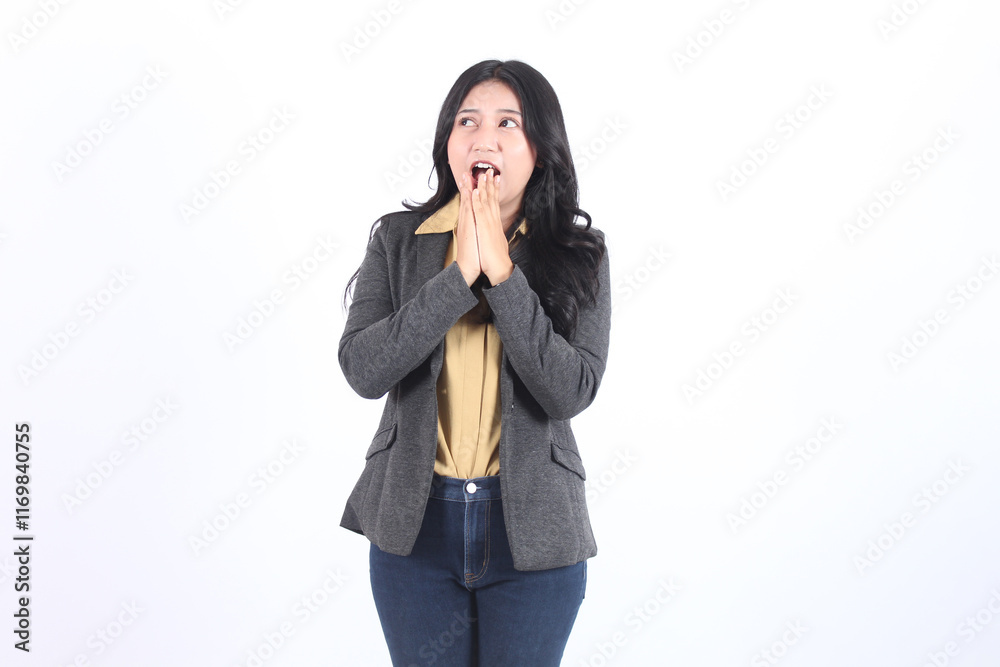 asian business woman in panic shocked asian business woman in panic shocked